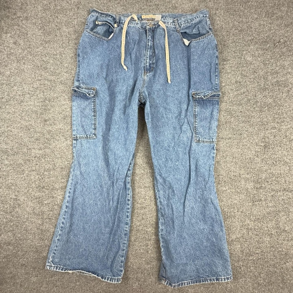 Zana Di Jeans Womens 28 Light Wash Blue High Rise Wide Leg Cargo Denim Pants